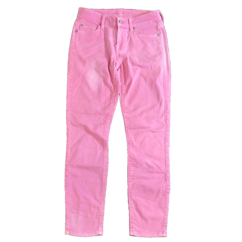 7 For‎ All Mankind Jeans Women's Sz 25 Pink The Cropped Skinny Stretch Low Rise